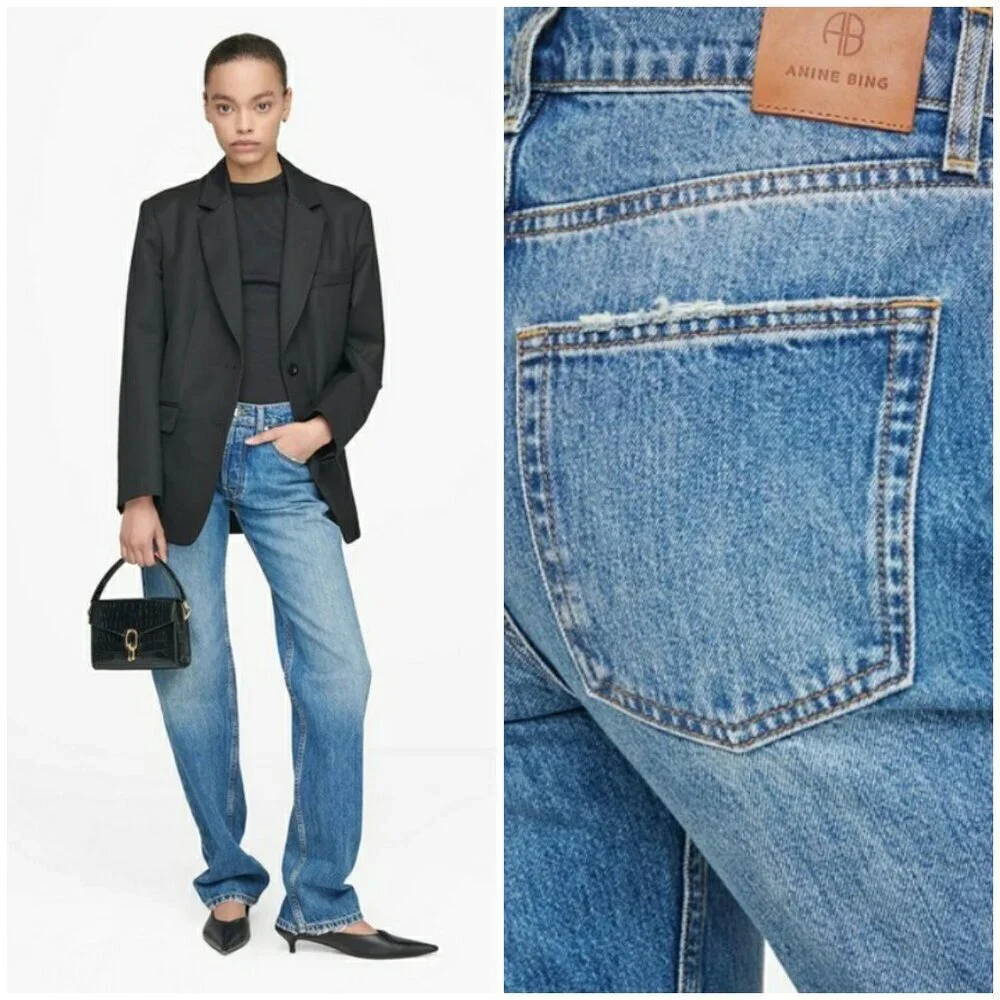 ๐ANINE BING๐ Knox Jean ~ Mineral Blue 28 NWT - Picture 1 of 16